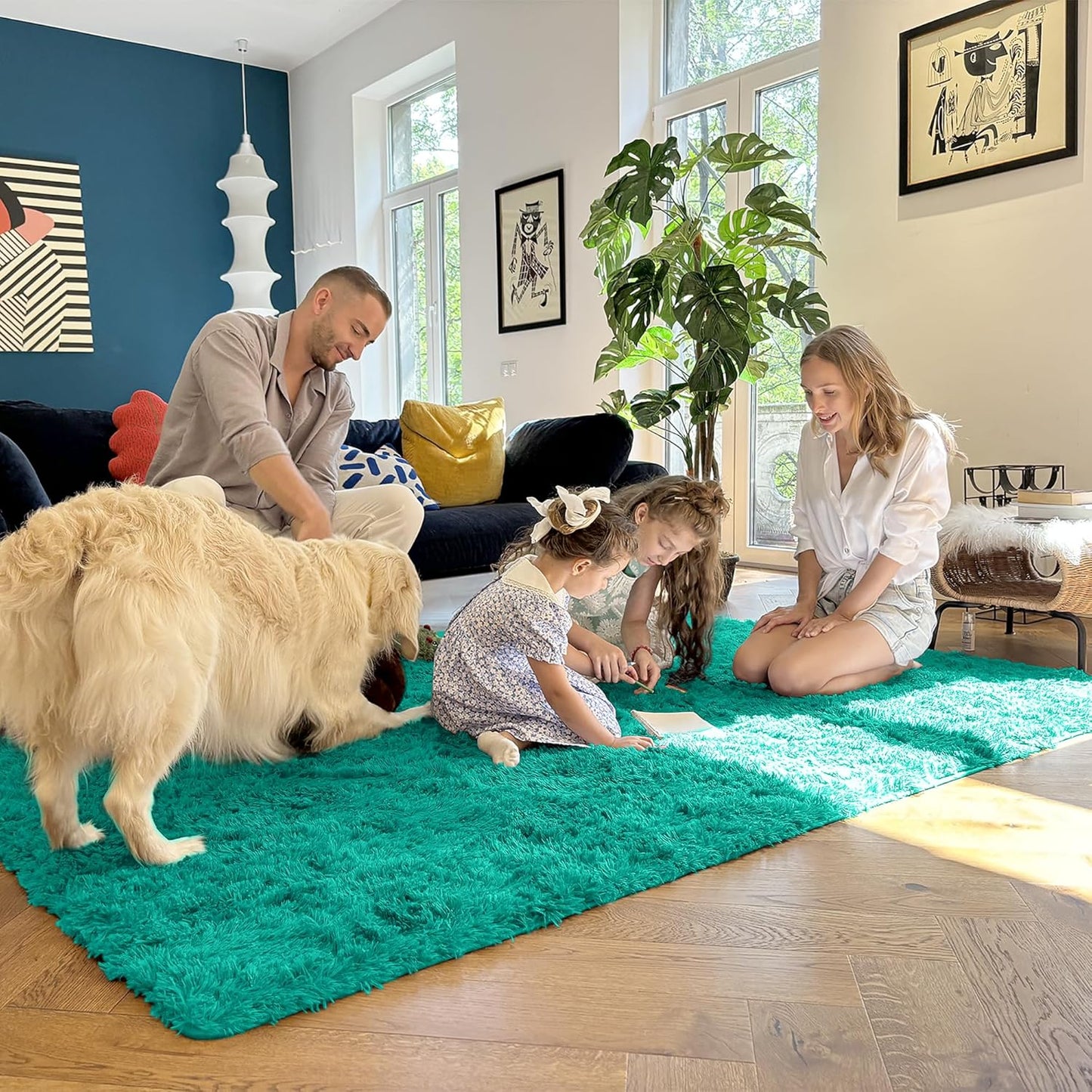 OLANLY Runner Rugs - Soft, Machine Washable Shaggy Design for Hallway & Bedroom | Teal Green