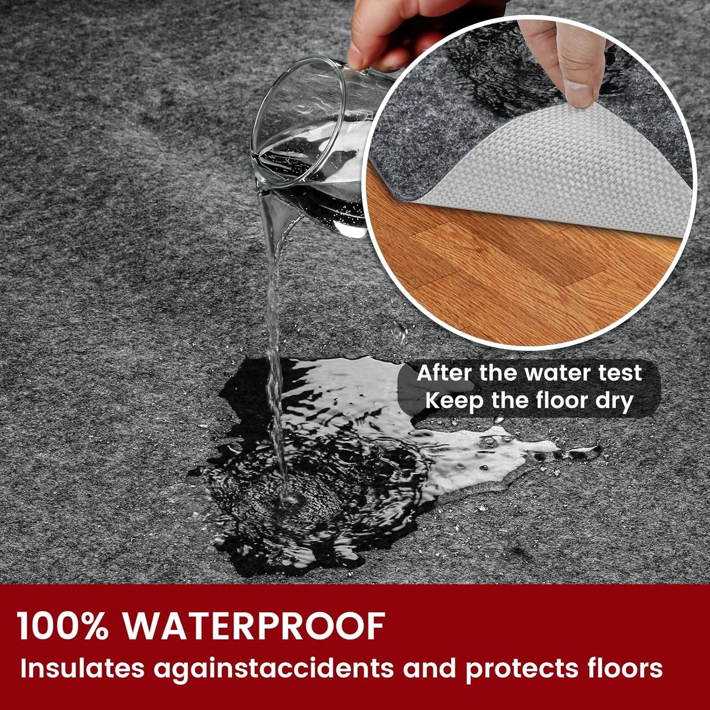 Skiennix Waterproof Rug Pad - Non-Slip Carpet Pad for All Floors | 8x10 ft Felt Pad for Hardwood