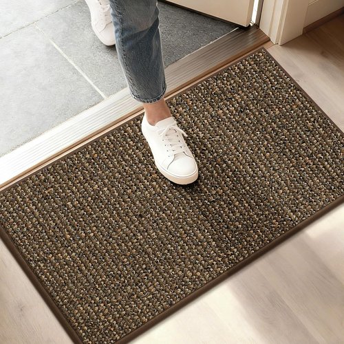 BEQHAUSE Dirt Trapper Door Mat - Non-Slip, Washable Entryway Rug | 17" x 30", Brown, Low Profile