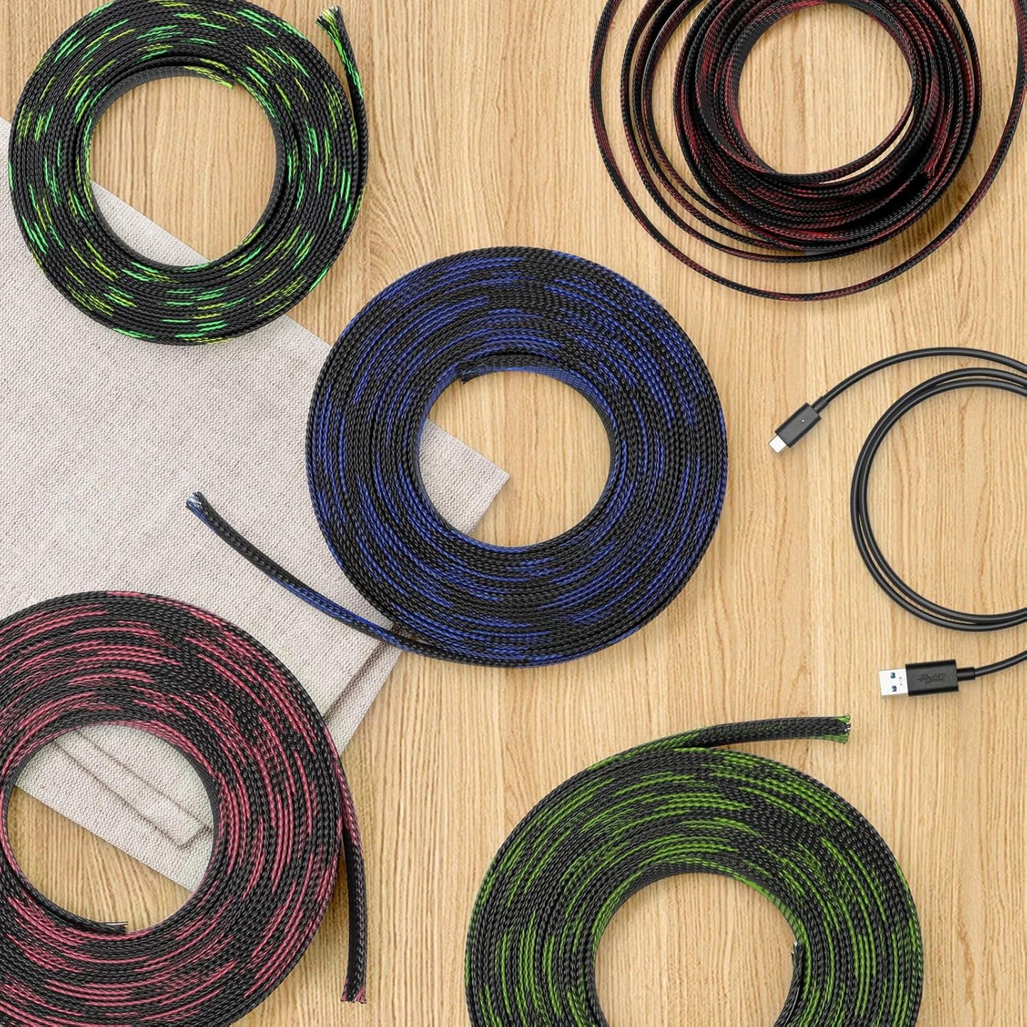 YOUBO 33ft 6mm (1/4")) Braided Cable Sleeve, Expandable Wire Loom for Automotive Wiring Harness & PC Case, Pet-Proof