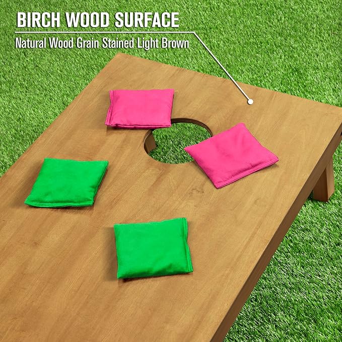 GoSports 4 ft x 2 ft Regulation Size Wooden Cornhole Boards Set - Includes Carrying Case - Full Regulation Size Bean Bag Toss Boards