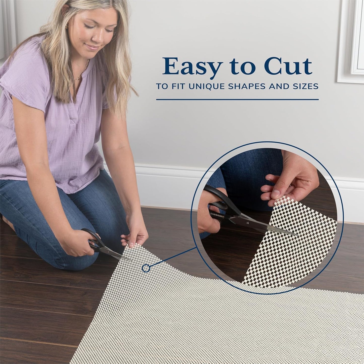 Veken Rug Pad Gripper - Non-Slip Thick Pads for Hardwood & Tile Floors | 4x5 Ft Anti-Skid Mat