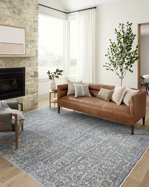 Loloi Angela Rose Blake Collection BLA-03 Denim/Taupe 2'-0" x 3'-0", .25" Pile Height, Fringe, Accent Rug