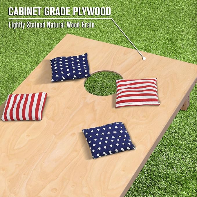 GoSports Regulation Size Wooden Cornhole Set with Natural Wood Finish - Includes Carrying Case