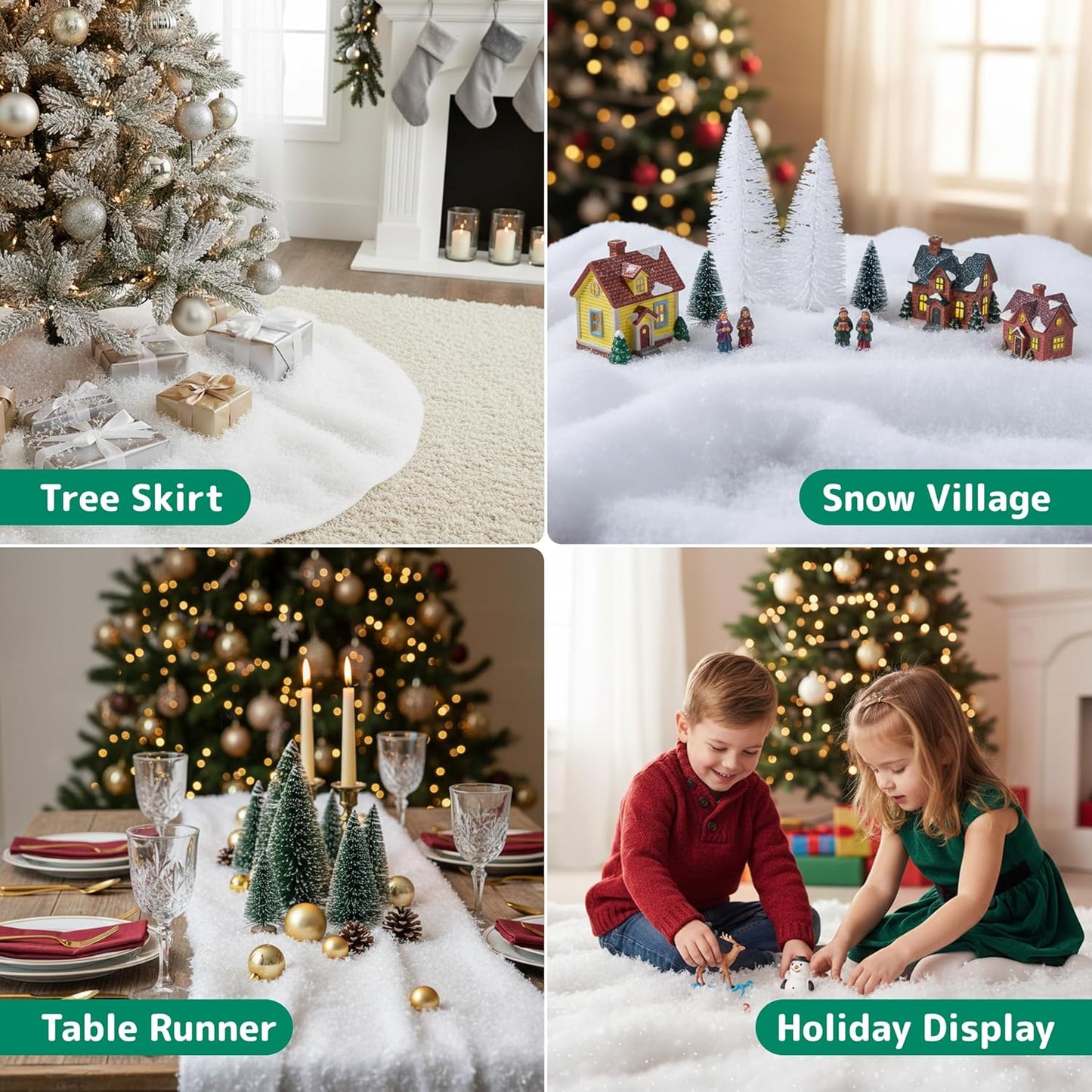 Pretex Artificial Snow Roll - Large Fluff for Christmas Village Displays | 94"x31" Thick White Blanket for Holiday Décor