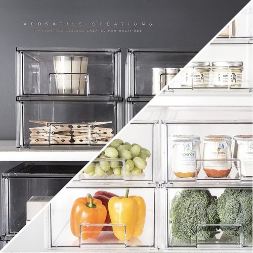 BINO Stackable Storage Drawers - Clear Small Bins for Bathroom & Vanity Organization