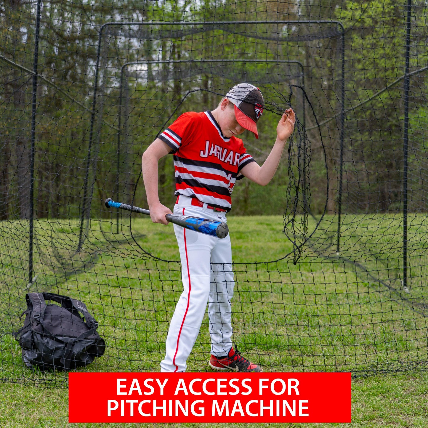 ANYTHING SPORTS 40 Foot Collapsable Batting Cage, Perfect Baseball Batting Cage, Softball Batting Cage, Complete Package with Frame and Netting. Freestanding Portable Batting Cage for Backyard