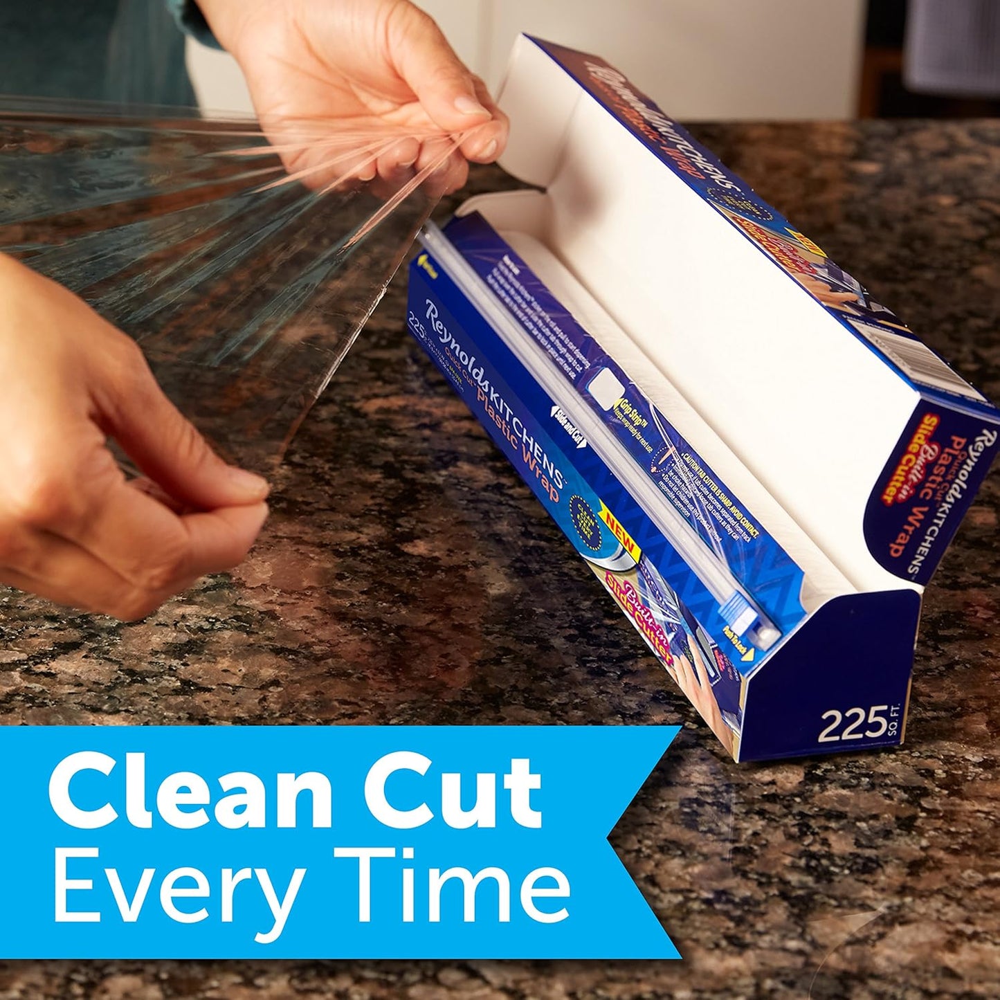 Reynolds Kitchens Quick Cut Plastic Wrap - 225 Sq Ft | Effortless Food Storage Solution