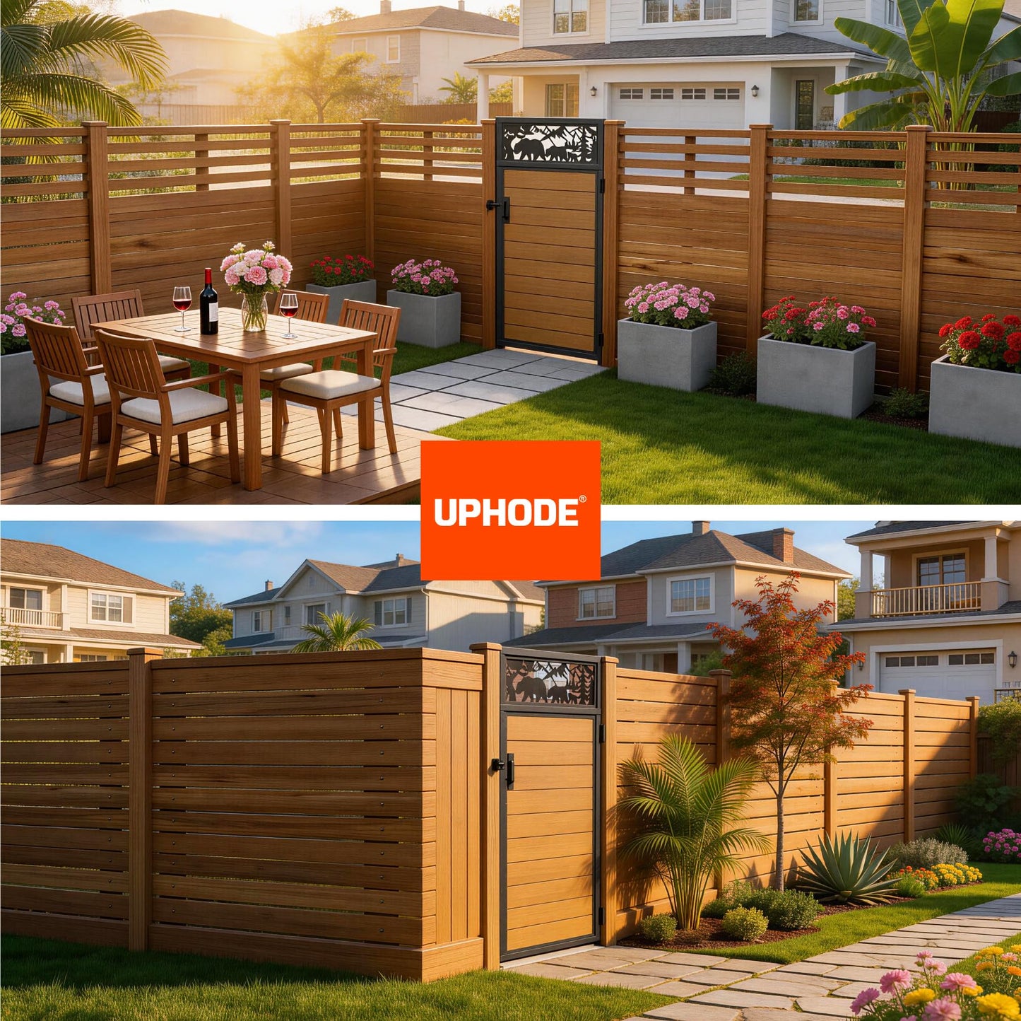 Uphode 3x6FT(34.8" x 70.8") 201 Stainless Steel Fence Gate Kit Heavy Duty, Anti Sag Metal Fence Gate Frame Kit with Board, Morden Garden Gate Hardware Kit Outdoor (Left/Right Free-Installation)