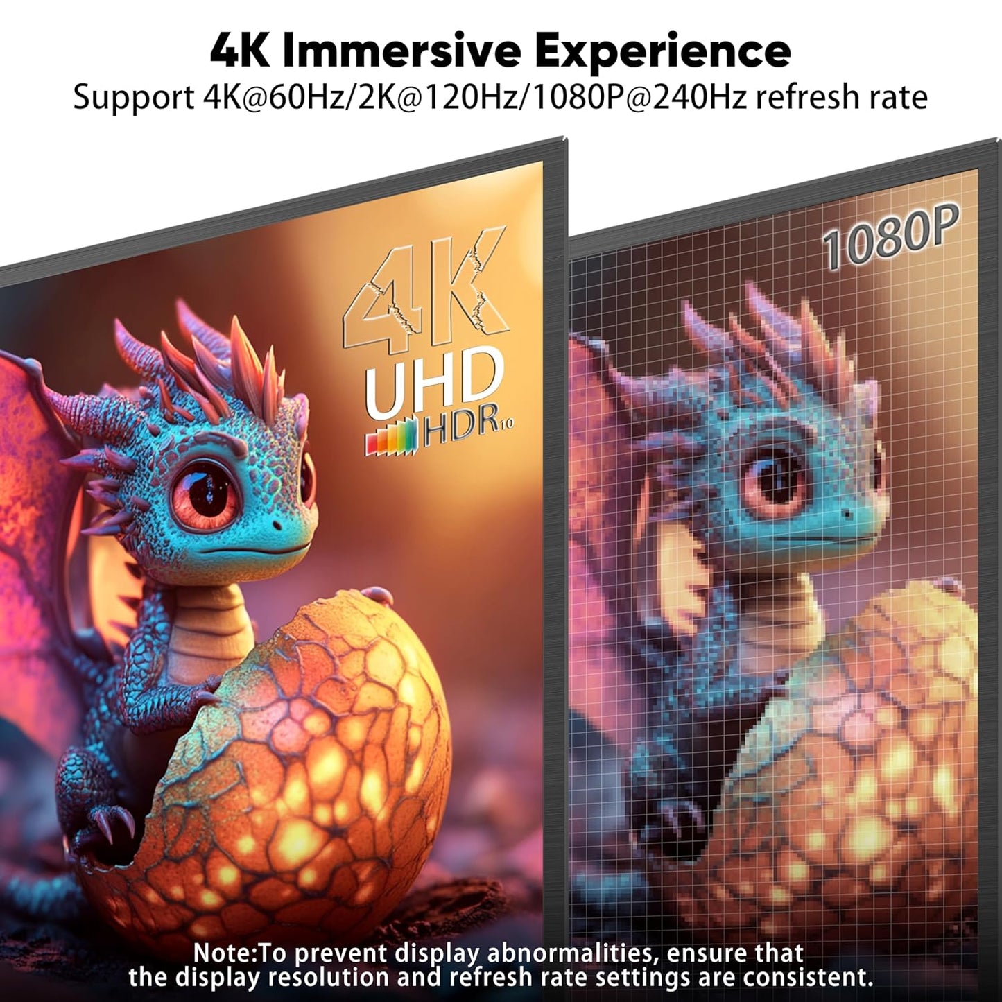 4K 6ft: 2-Pack 4K@30HZ 2K@120HZ 1080P Displayport to HDMI Cable Uni-Directional DP to HDMI Cord HDR - Gold-Plated Male
