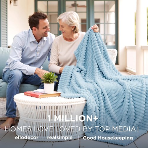 Bedsure GentleSoft Blue Fleece Blanket - Cozy Soft Throw for Couch, Light Blue, 50x70 Inches