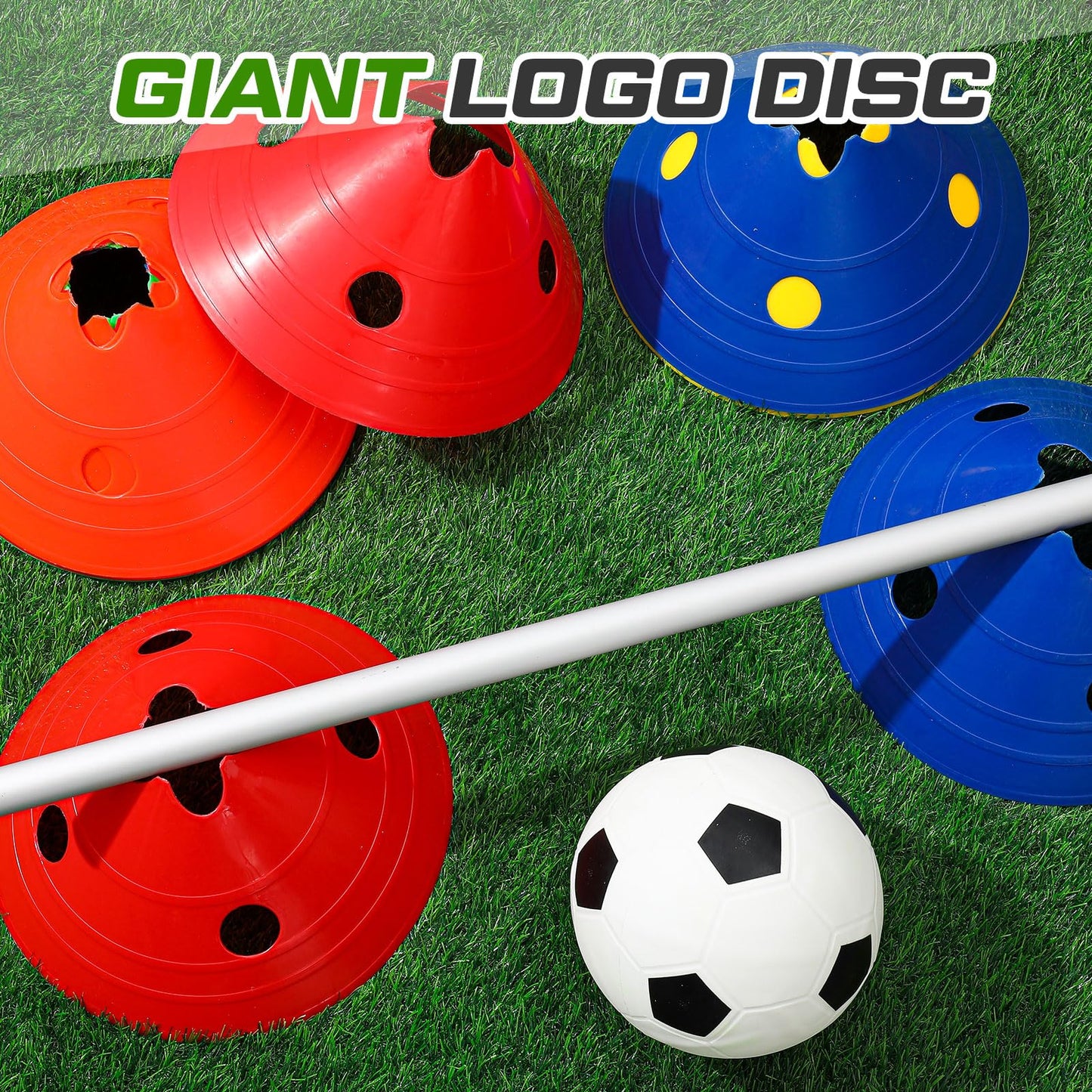 ShinyRelief Jumbo Disc Cones Jumbo Soccer Cones with Mesh Bag Giant Large Agility for Soccer Training Adult Sports(Multicolor,20 Pieces)