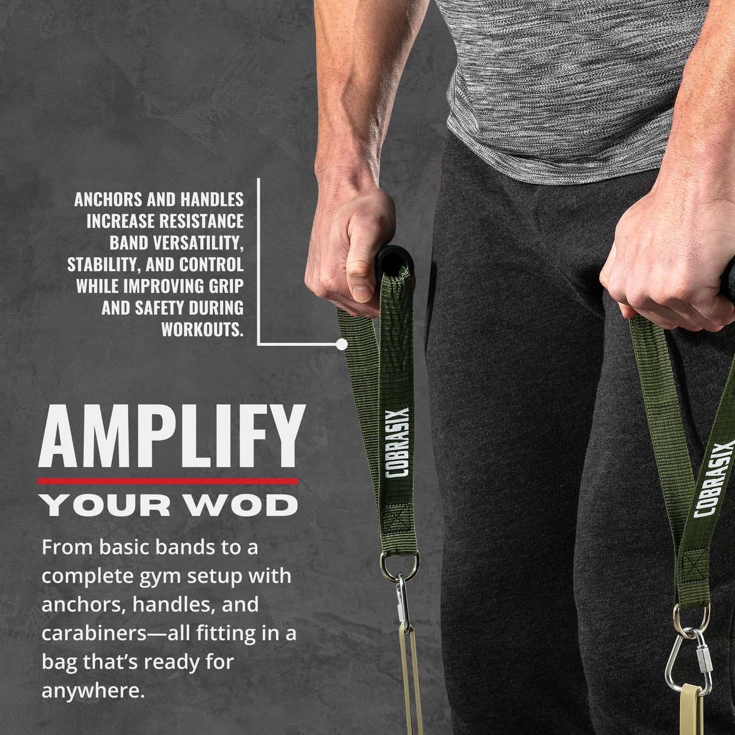 COBRASIX Set of 6 Resistance Bands with Handles, Door Anchor & Bar | Long Resistance Bands for Working Out & Strength Training | Exercise Bands for Home Gym | Pull Up Assistance Bands | Men and Women