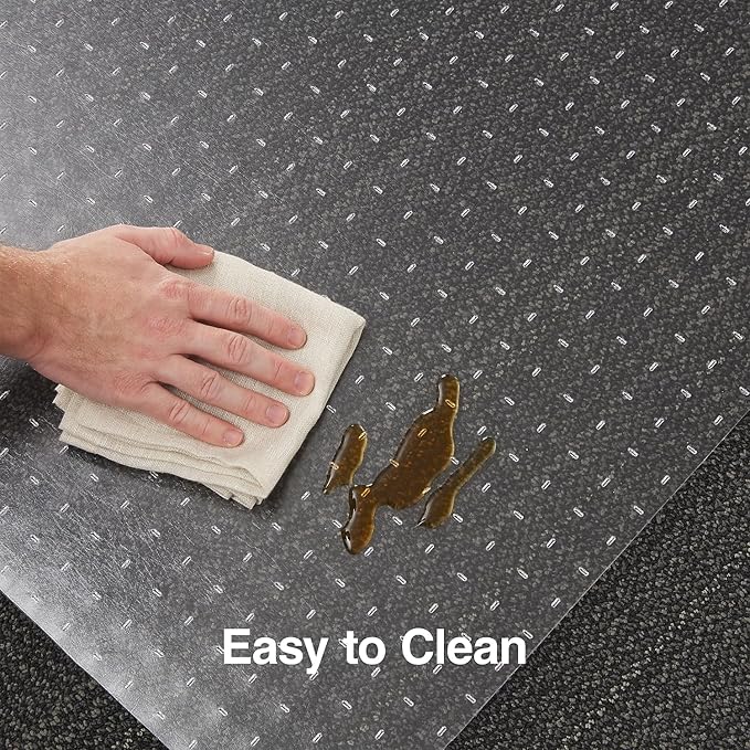 Staples Office Chair Mat, Clear Floor Mats with Lip, Flat-Pile Carpets, Extended Under-Desk Coverage, 36" x 48 Inch, Smooth Glide