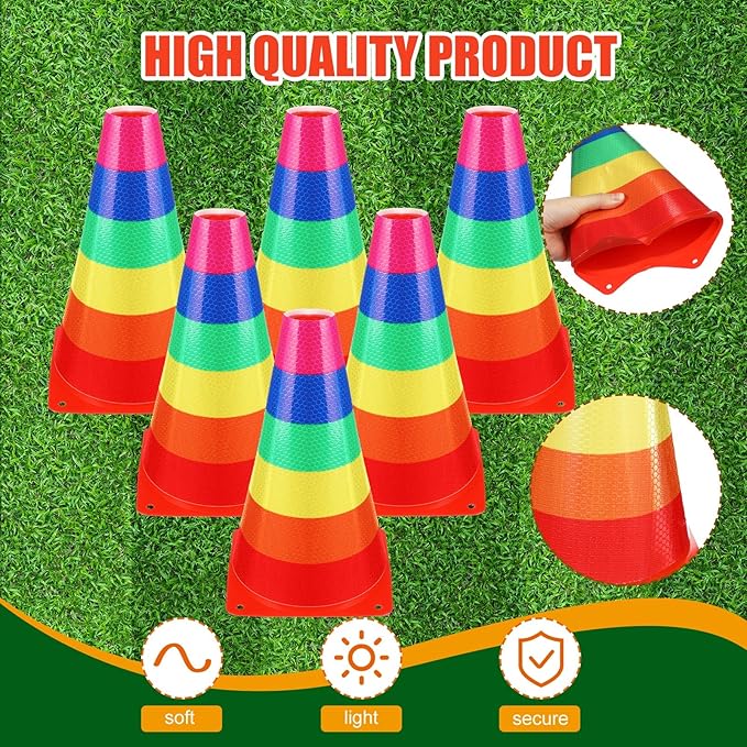Candy Corn Ring Toss Game Plastic Cones 9 Inch Training Traffic Cones Sport Training Agility Field Marker for Youth Soccer Skating Practice