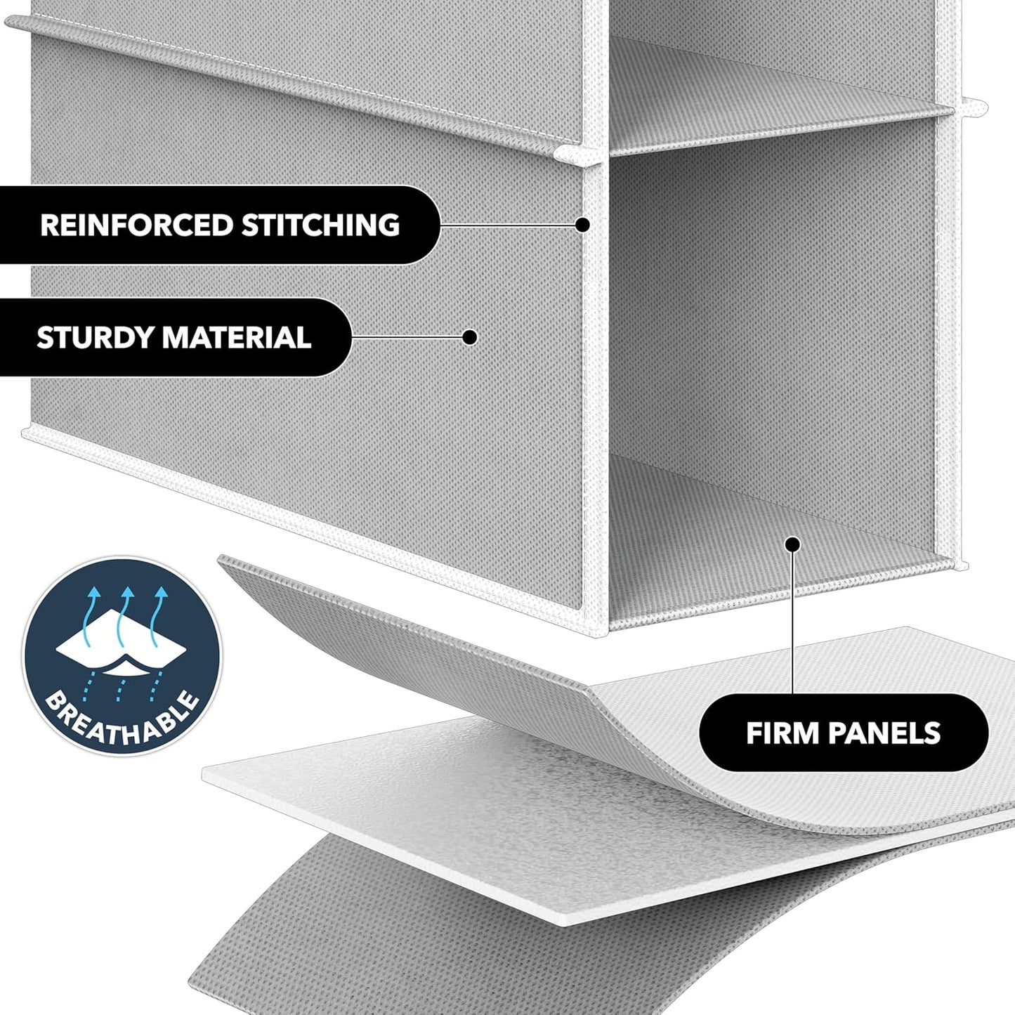 Simple Houseware 10-Shelf Hanging Organizer - Space-Saving Storage Solution | Gray, 2-Pack