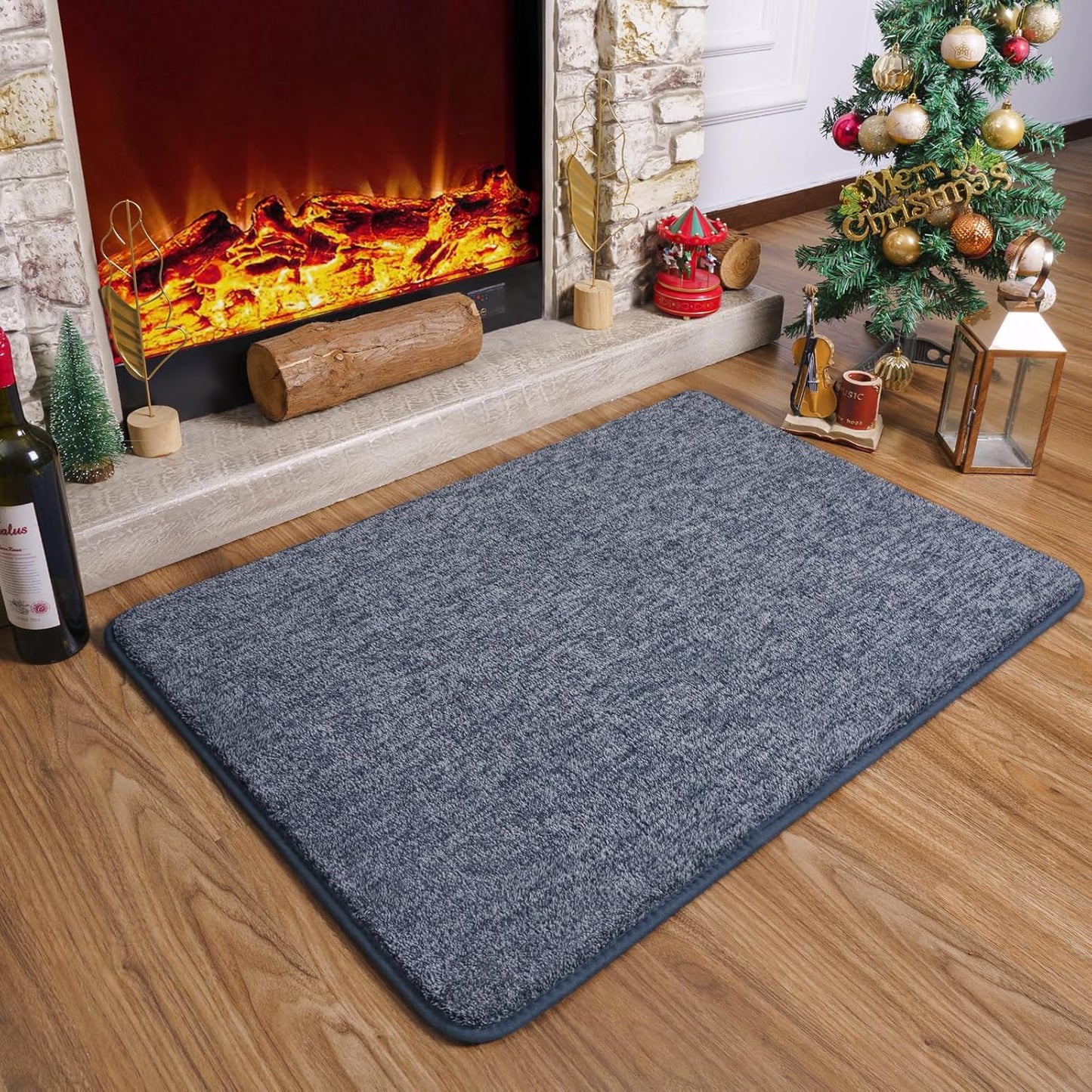 Amearea Modern Soft Area Rug - Chic Washable 2x3 Small Throw Rug for Bedroom & Hallway | Non-Slip Fluffy Carpet in Blue and White