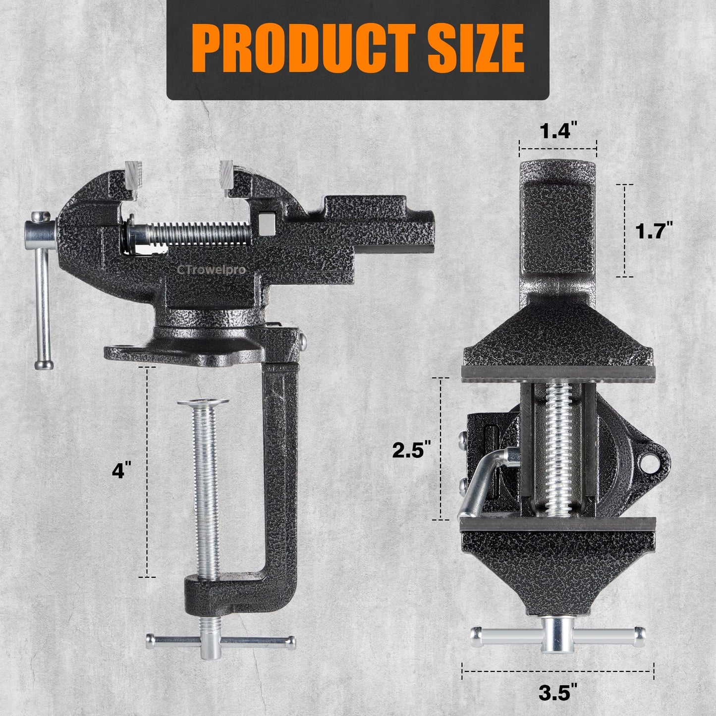 Dual-Purpose Combined Universal Vise 360°Swivel Base Work,Multi-Purpose Bench Vise 3.3", Table Vise with Quick Adjustment, Multi-Jaw, Easy Adjustment for Woodworking, Metalworking,Cutting Conduit