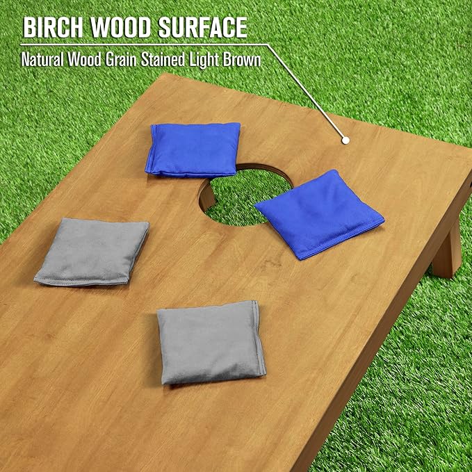 GoSports 4 ft x 2 ft Regulation Size Wooden Cornhole Boards Set - Includes Carrying Case - Full Regulation Size Bean Bag Toss Boards