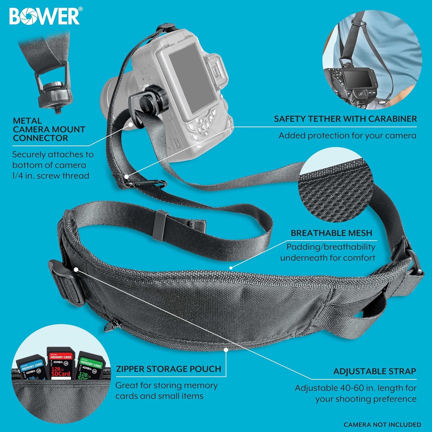 Bower Swift-Shot DSLR Camera Strap: Adjustable Comfort for Your Photography Needs
