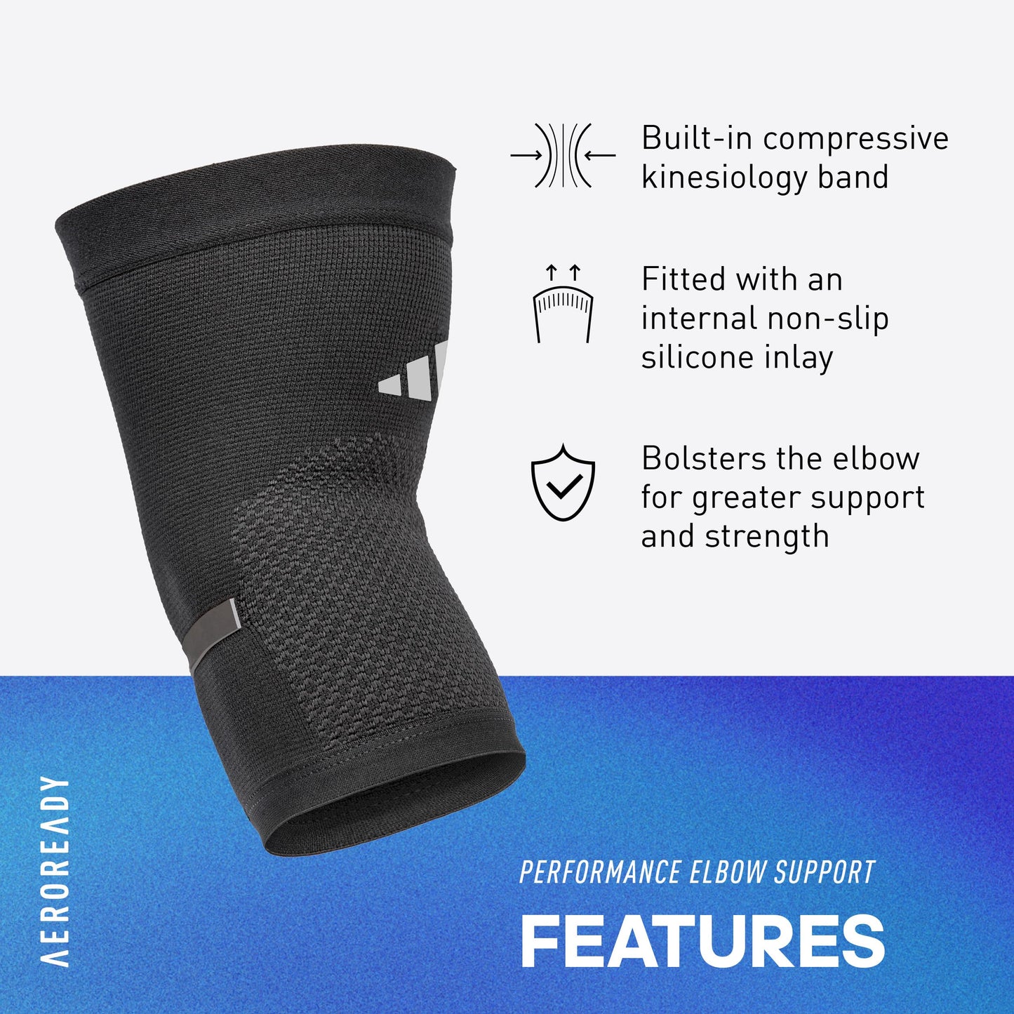 adidas Performance Climacool Elbow Support Sleeve - Elbow Support for Training, Competitions, and General Fitness - Ergonomic Design, Silicone Grip, Breathable Seamless Design - Black, Medium