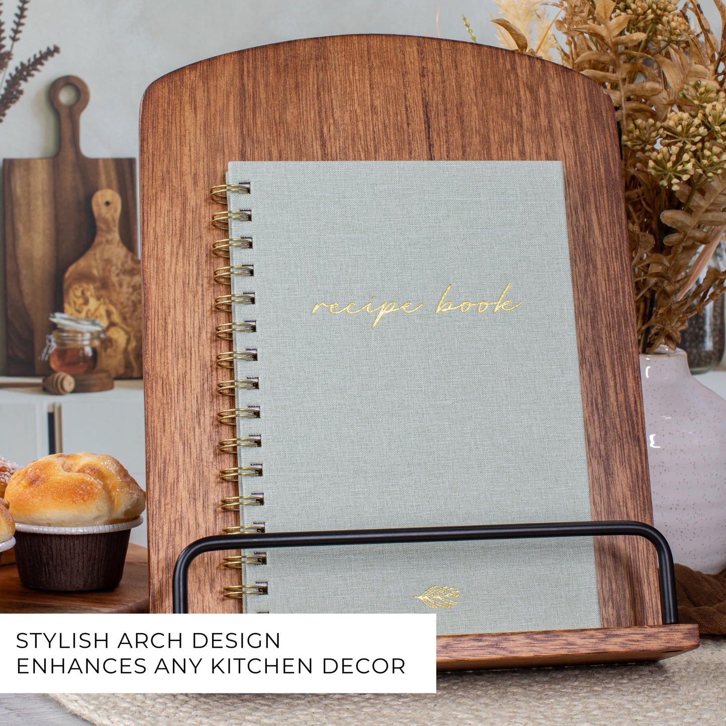 Beautiful Cookbook Stand for Your Kitchen Counter - Solid Wood Stand Easily Keeps Cook or Recipe Books Open for Convenient Cooking - Perfectly Fits Your iPad/Tablet and Enhances Any Kitchen Decor