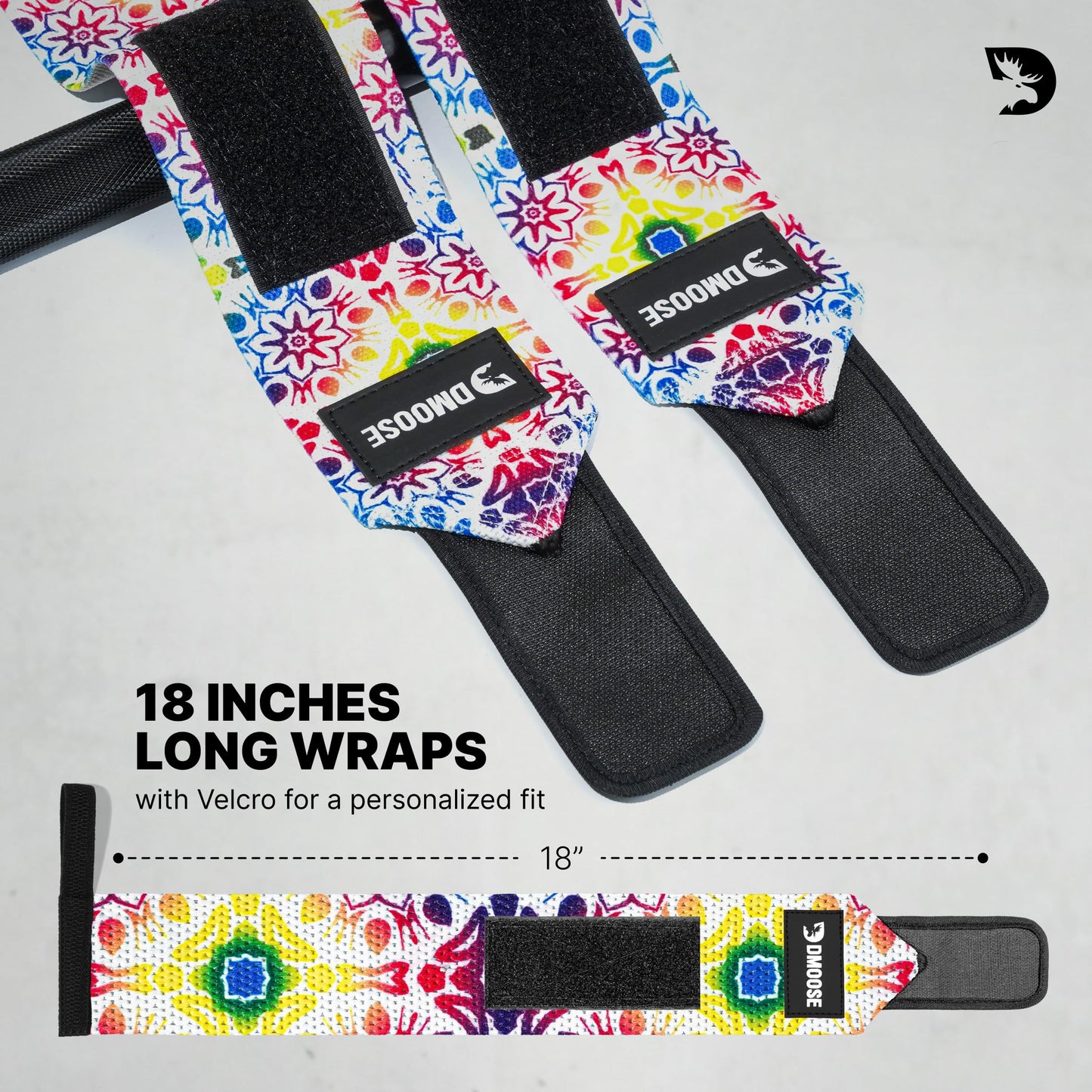 DMoose Wrist Wraps (IPL Approved), Avoid Injury and Maximize Grip with Thumb Loop, 18" or 12" Gym Wrist Wraps Pair, Wrist Wraps for Weightlifting Men, Wrist Brace for Working Out & Wrist Support