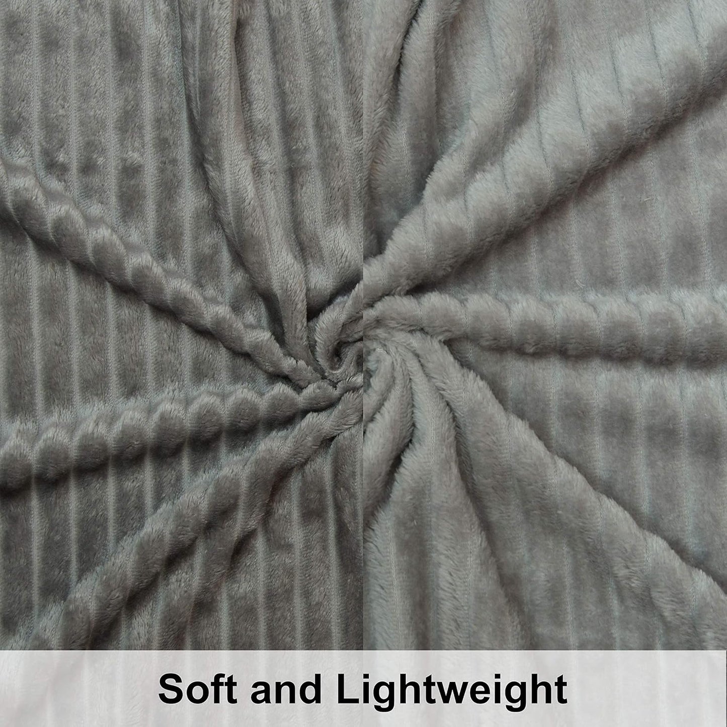 NTBAY Flannel Toddler Blanket - Fluffy, Warm & Reversible Stripes | 30x40 Inches, Grey