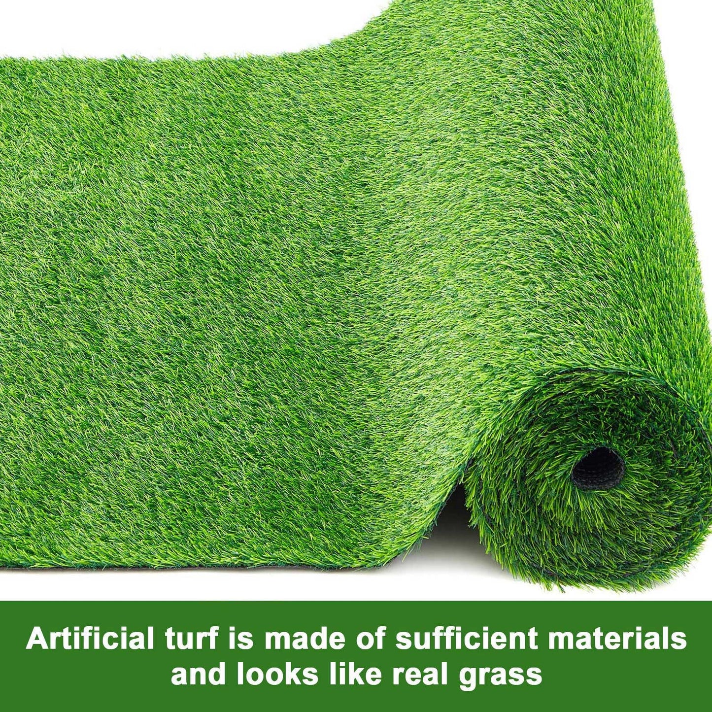 Nuanchu Artificial Grass Turf 8ft X 16ft, 128 Square Ft, 0.8" Artificial Grass Rug Extra Large Outdoor Indoor Green Carpet with Drain Holes for Dogs, Patio, Balcony, Backyard