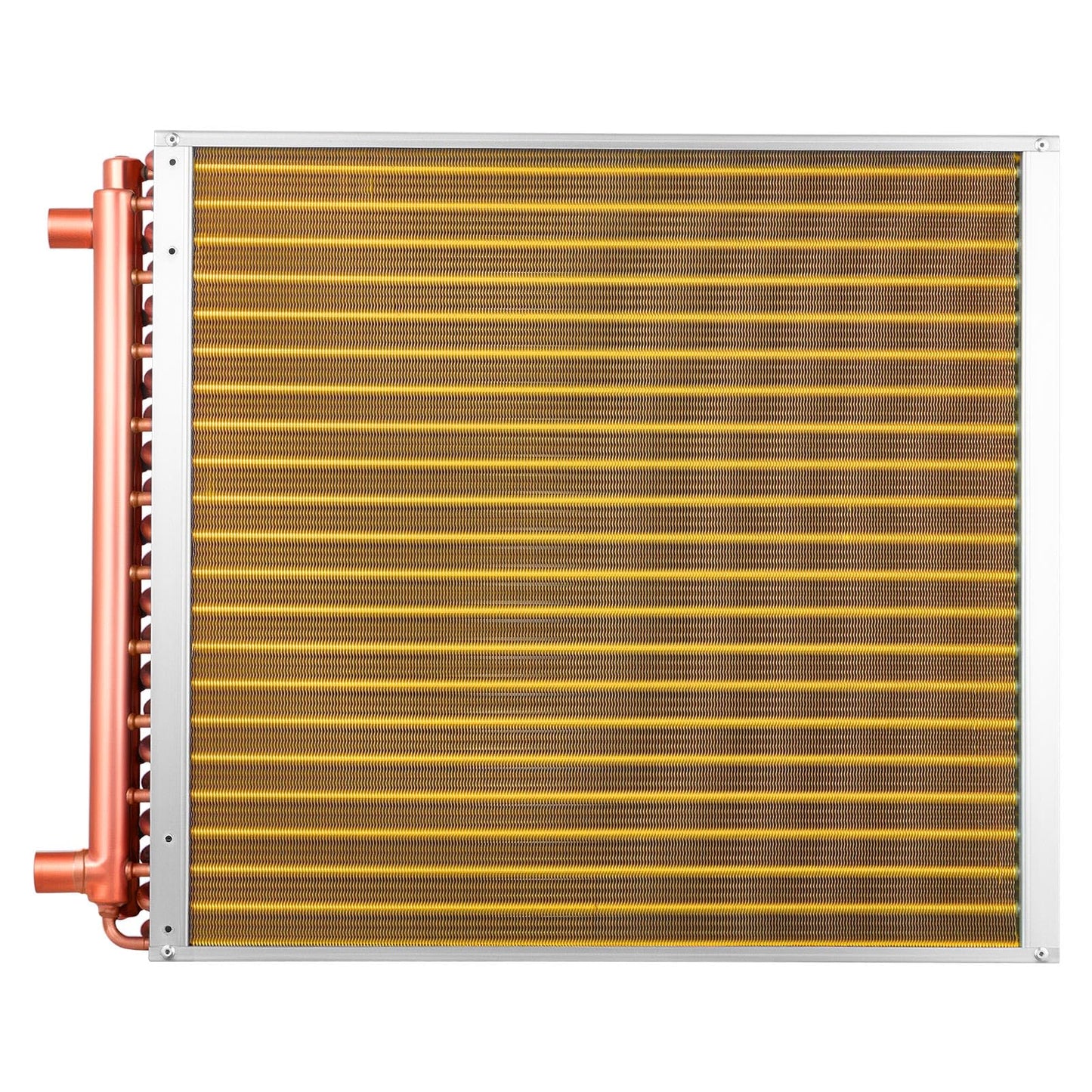 VEVOR Water to Air Heat Exchanger, 22 x 22 in Finned Tube HVAC Heat Exchanger Coil with Copper Tubes & Aluminum Fins, 190K BTU Output for Outdoor Wood Furnace, Hydronic Heating & Cooling Systems
