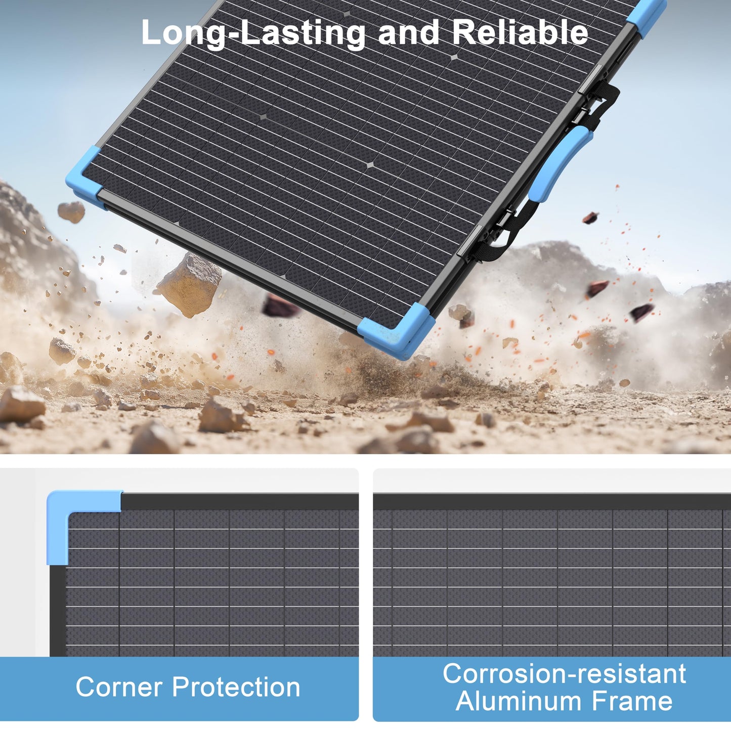 E-POWO 110W Bifacial Portable Solar Panel Suitcase, 23.5% High Efficiency ETFE Foldable Solar Charger for Power Station,IP68 Waterproof 2 Reinforced Kickstands for RV Camping Off-Grid Blackouts