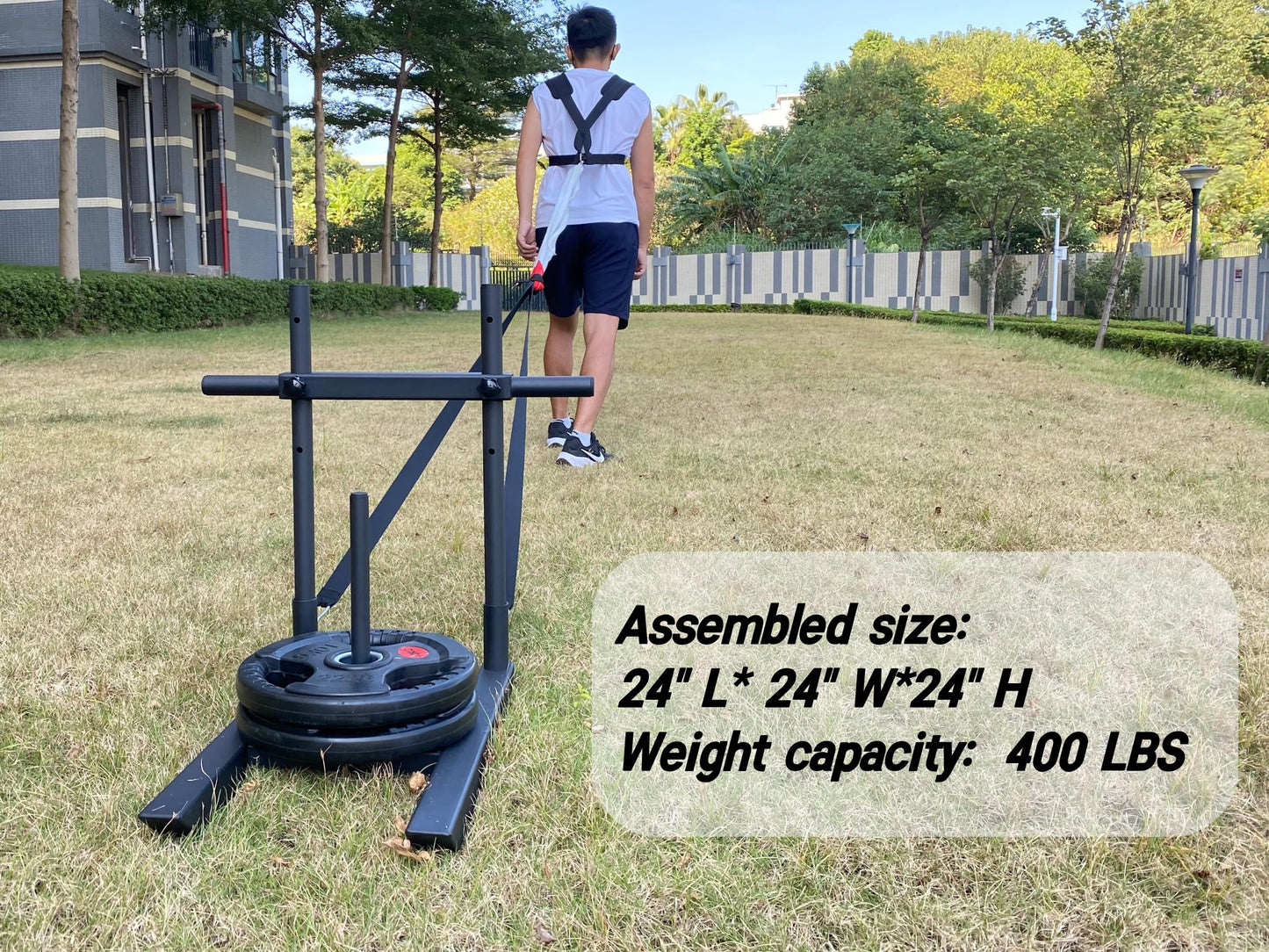 shikoyi Weight Sled for Training Adjustable Handle Push-Pull Workout Sled Fitness Sled for Athletic Exercise, Speed Improvement and Strength Training