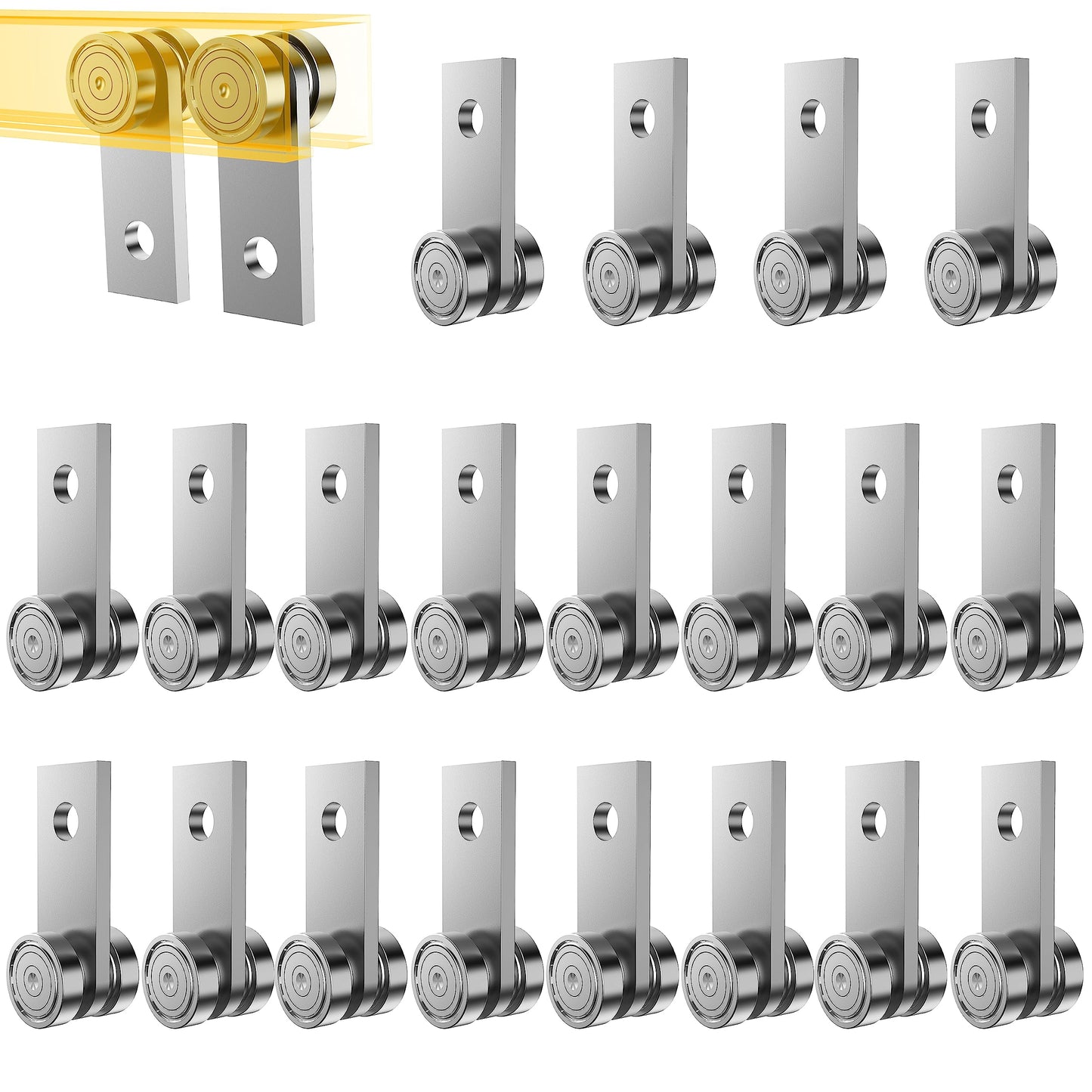 HZG 2 Wheel Trolley Assembly Rollers, Two Bearing Trolley Assembly for 1-5/8" Wide and All 1-5/8" or Taller Strut Channel, Trolley Roller Garage Pulley System Hoist System(20 Sets)