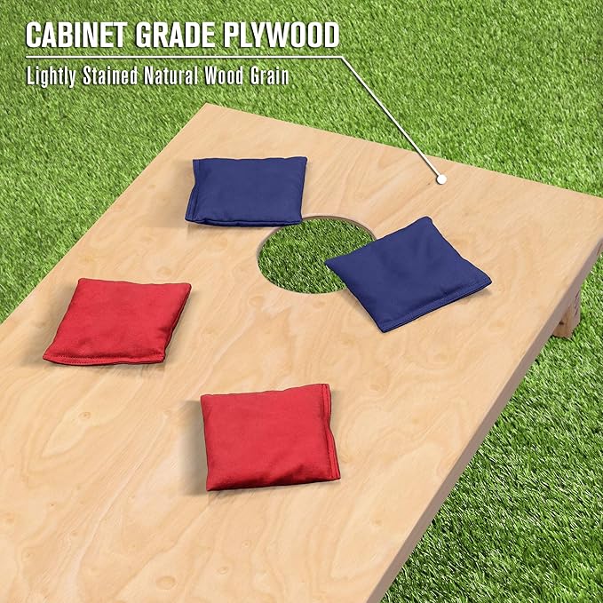 GoSports Regulation Size Wooden Cornhole Set with Natural Wood Finish - Includes Carrying Case