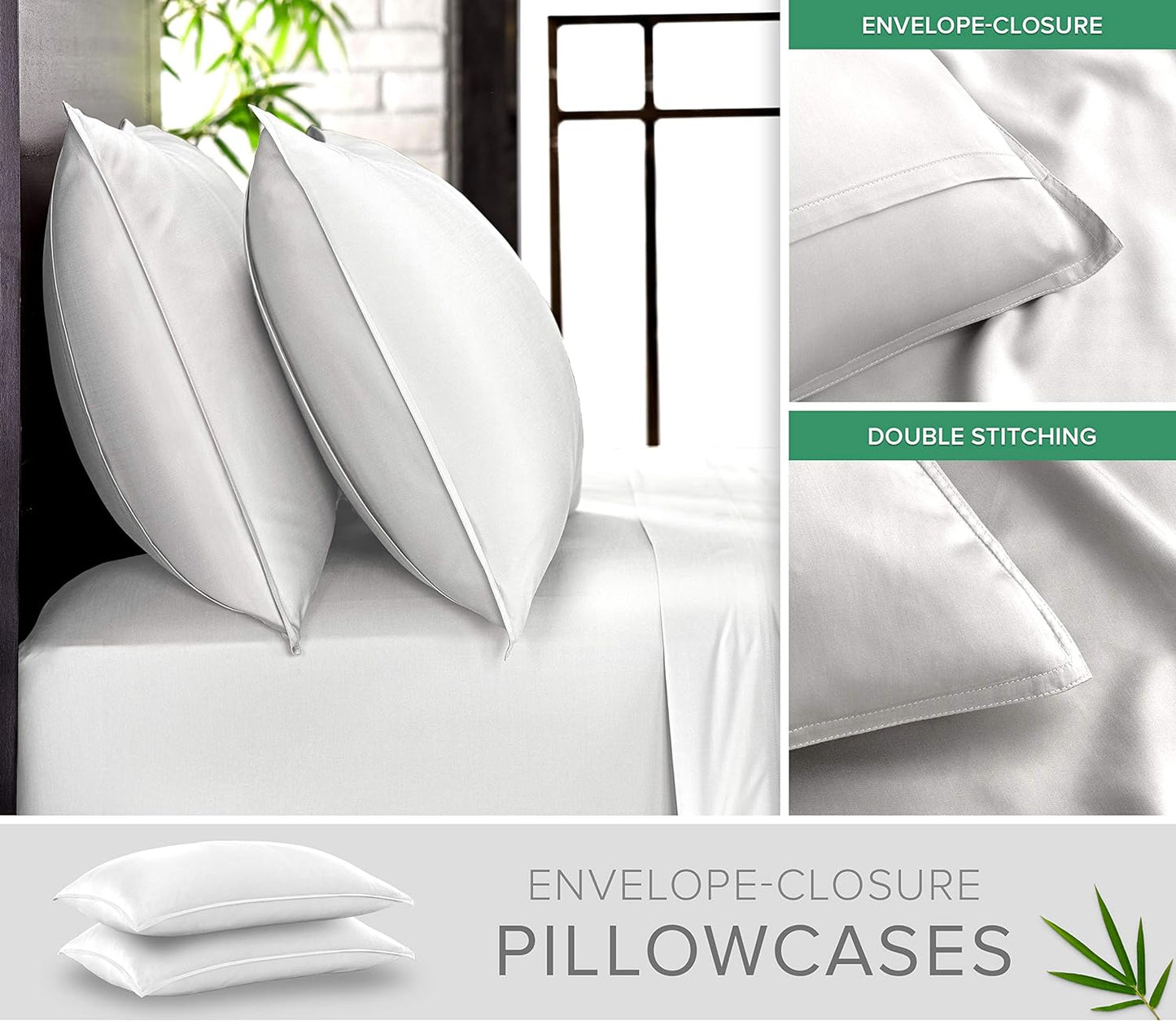 Pure Bamboo California King Sheets - 100% Organic Viscose Bed Set, Soft & Cooling, White