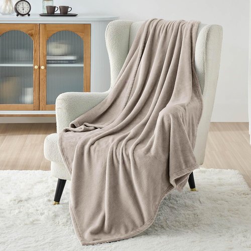 Bedsure GentleSoft Fleece Throw Blanket - Cozy Lightweight Plush Sofa Blanket, Oxford Tan, 50x70 Inches