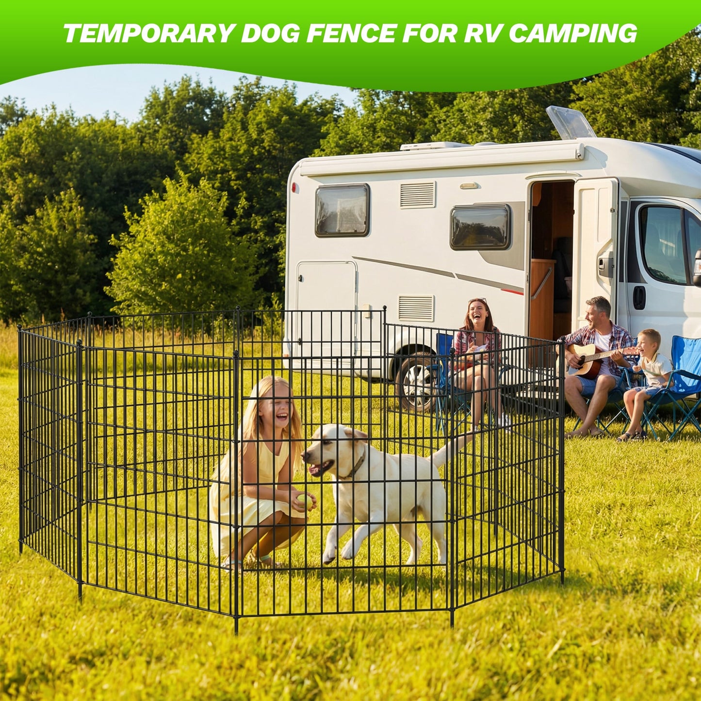 Toolterritary 10 Panels No Dig Garden Fence with Gate, 48in(H) x 25ft(L) Rustproof Metal Animal Barrier Fence, Outdoor Decorative Yard Fencing with Ground Stakes for Dogs, Rabbits, Patio