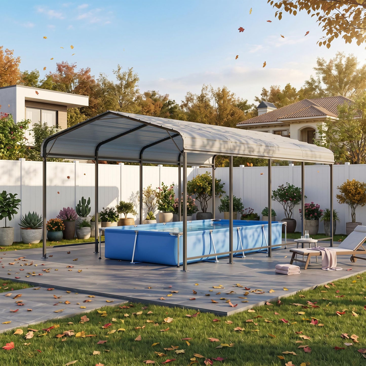 COSIEST 10x20 FT Heavy Duty Metal Carport, Galvanized Steel Roof All Weather Garage Canopy, Waterproof, Windproof, Outdoor Car Shelter for Car, Truck, Boats