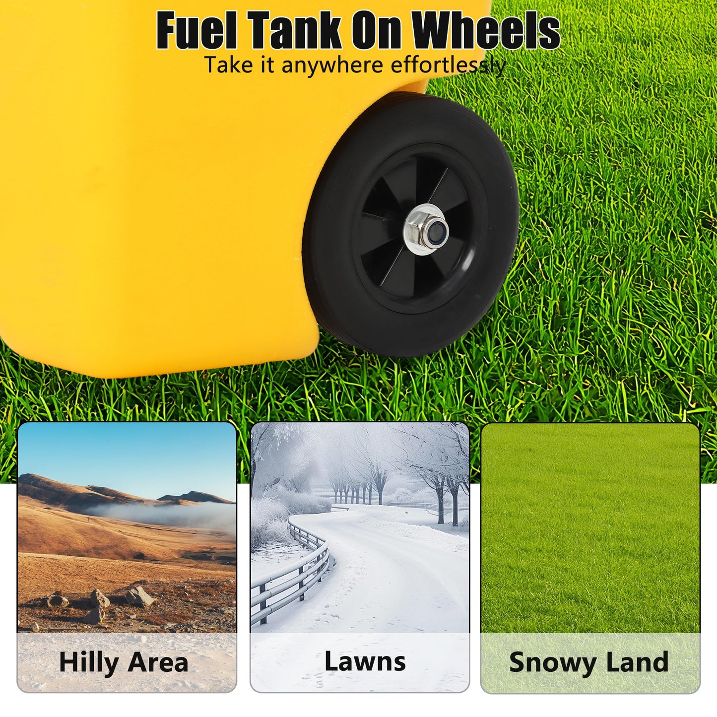 Garvee 15 Gallon Gas Can, Fuel Caddy with Pump, Fuel Transfer Tanks with 10 FT Delivery Hose Diesel Fuel Can for Cars, Lawn Mowers, Boats,Medium, Yellow
