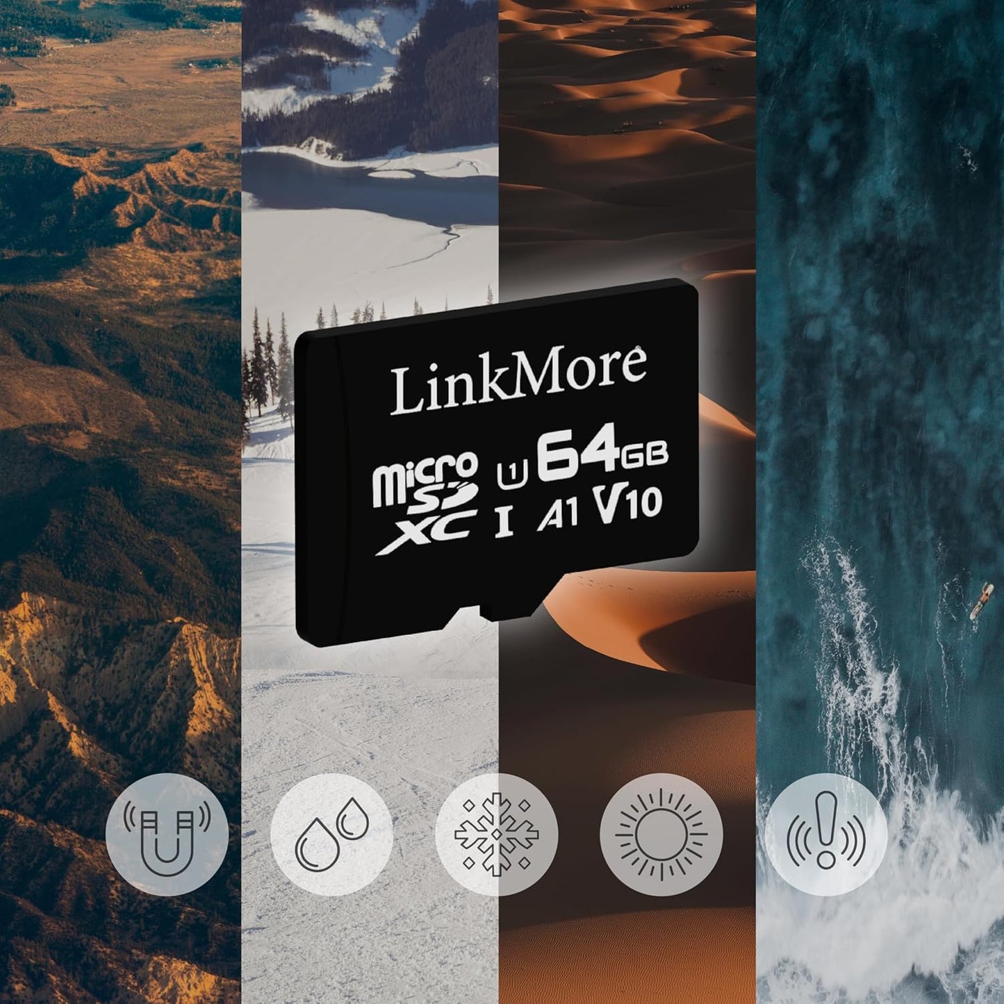 LinkMore XV11 64GB A1, U1, V10, 10 95 MicroSD Flash Memory Card, Micro SDXC Card, UHS-I, Class Compatible, Read Speed