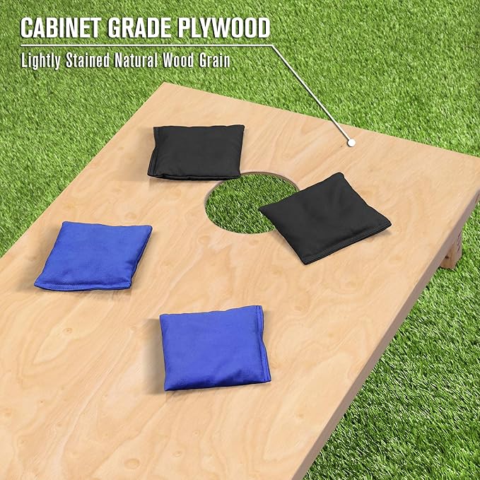 GoSports Regulation Size Wooden Cornhole Set with Natural Wood Finish - Includes Carrying Case