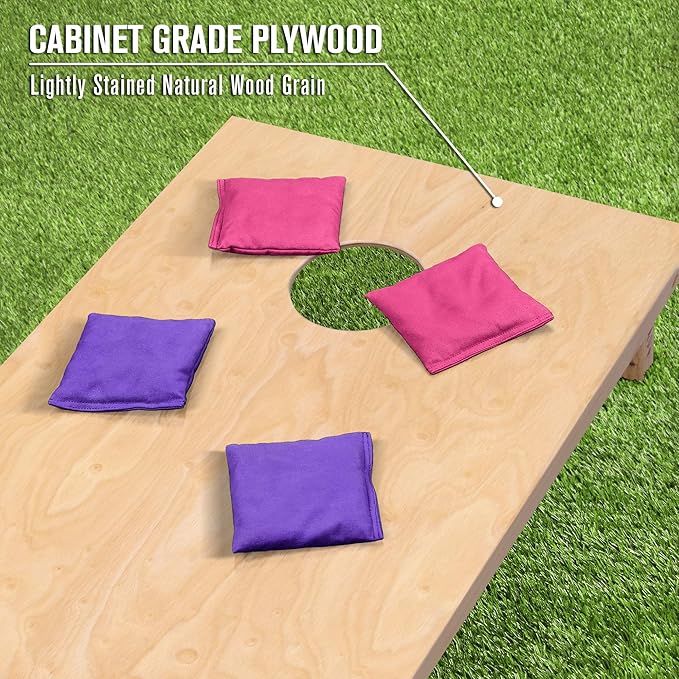 GoSports Regulation Size Wooden Cornhole Set with Natural Wood Finish - Includes Carrying Case