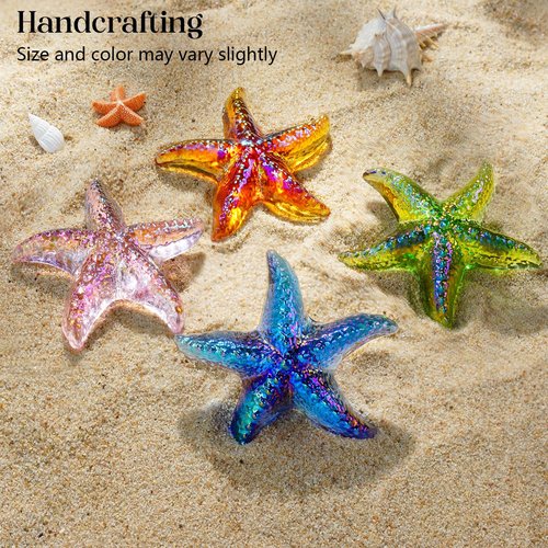 H&D HYALINE & DORA 2.8" Glass Starfish Figurine Handmade Blown Glass Starfish Figurine Tiny Crystal Sea Animals Ornament for Aquarium Decor(Pink)