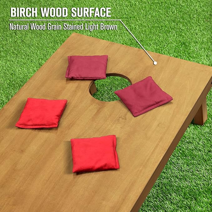 GoSports 4 ft x 2 ft Regulation Size Wooden Cornhole Boards Set - Includes Carrying Case - Full Regulation Size Bean Bag Toss Boards