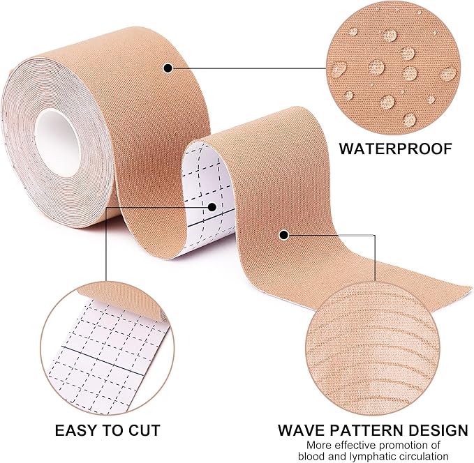 Kinesiology Tape 6 Rolls, Waterproof Kinetic Tape Muscle Tape for Injured Muscle Recovery & Joints Support, 2 Inch x 16.4 Feet Roll (Multicolour)