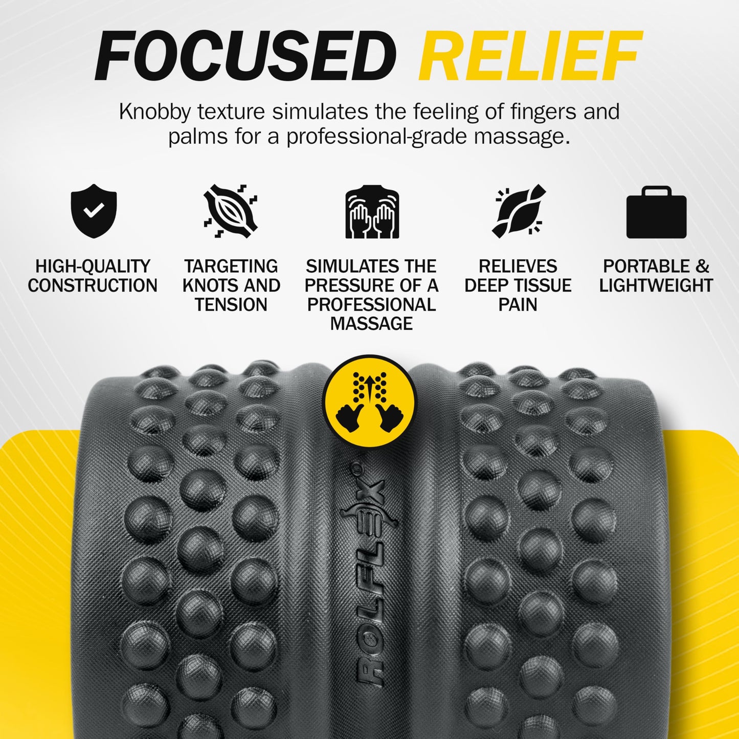 Rolflex SpineAline Back Roller – Muscle Rollers Deep Tissue Spine Alignment Tool – Ergonomic Spine, Neck and Back Massage Rollers – Durable & Portable Massage Roller – Supports Up to 300 lbs – Black
