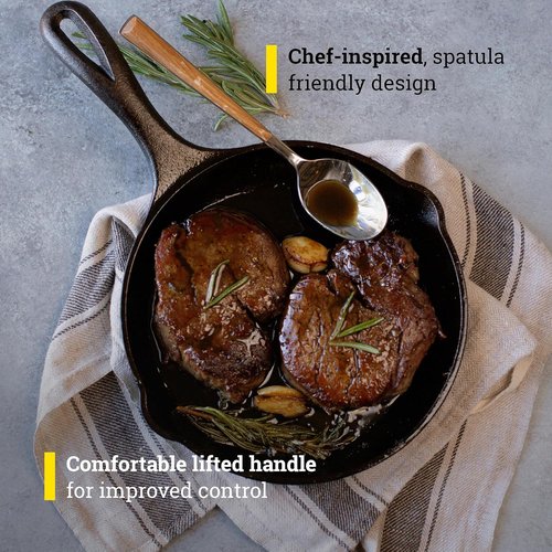 Lodge 8" Cast Iron Skillet - Chef Collection - Ergonomic Handles for Perfect Searing & Heat Retention