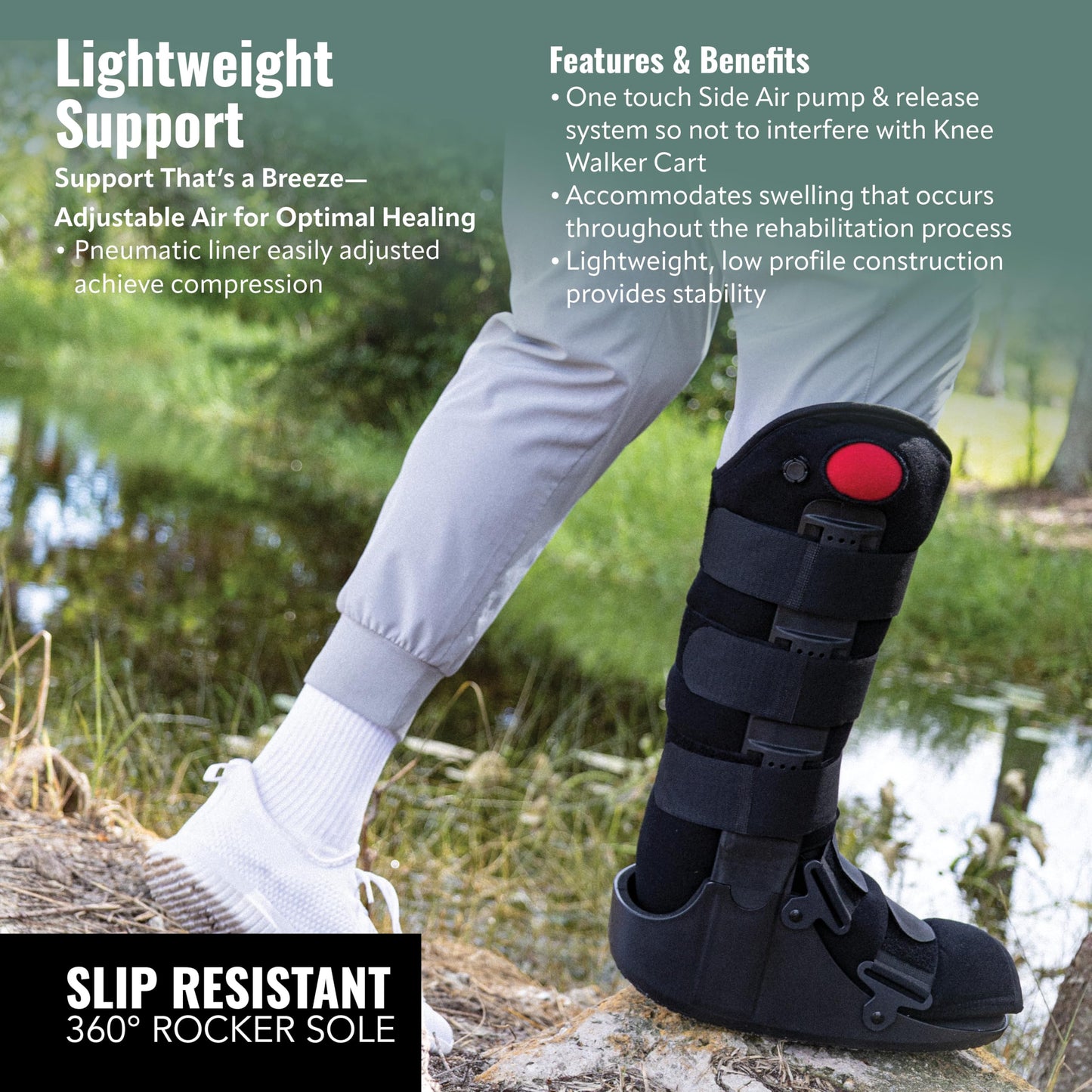 Tall Side Pump Fracture Boot, Medical Grade Foot Brace for Fractures, Cart Friendly Ankle Boot & Brace, Adjustable Air Pump, Sprain & Injury Recovery, Post Op Shoe, Foot Boot for Injured Foot, X-Large