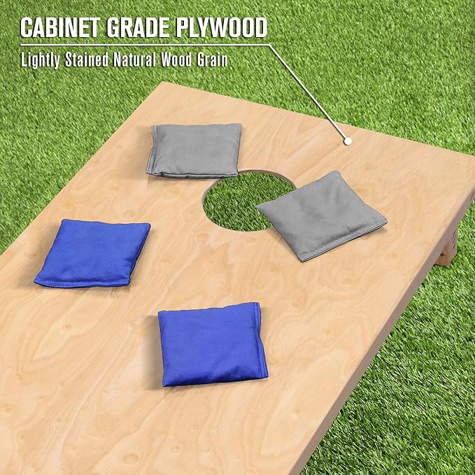 GoSports Regulation Size Wooden Cornhole Set with Natural Wood Finish - Includes Carrying Case