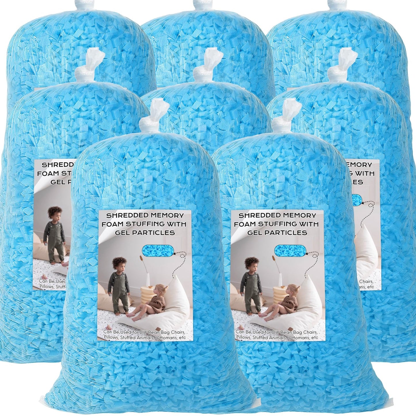 Garifon Bean Bag Filler, 40lbs Shredded Memory Foam Filling, Bean Bag Chair Filling Stuffing, Bean Bag Refill Insert, Punching Bag Filler, Pillow Filler Stuffing for Stuffed Animals/Couch/Dog Bed/Coop